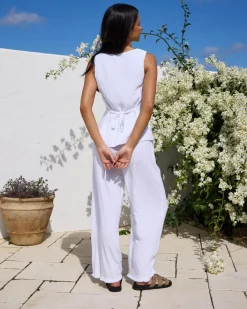 Sets|Linen Blend*Mooloola Iris Dallis Top White