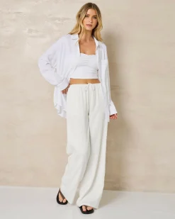 Sets|Linen Blend*Mooloola Isla Hawaii Shirt White