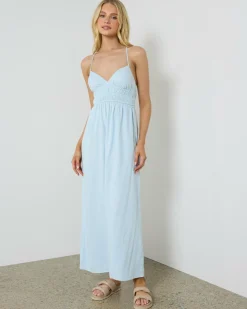 Linen Blend|Dresses*Mooloola Isla Maxi Dress Blue