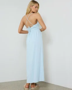 Linen Blend|Dresses*Mooloola Isla Maxi Dress Blue