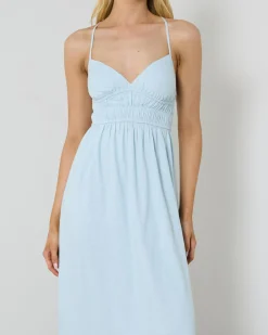 Linen Blend|Dresses*Mooloola Isla Maxi Dress Blue