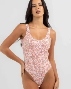 Online Islander Floral Scoop Neck One Piece Swimsuit Women One Pieces