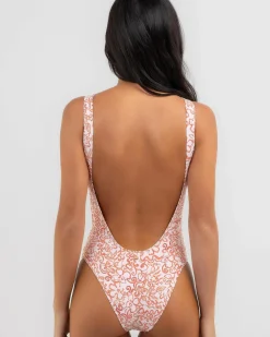 Online Islander Floral Scoop Neck One Piece Swimsuit Women One Pieces