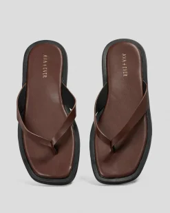 Sandals*Ava And Ever Isola Thong Slide Sandals Chocolate