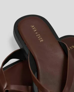 Sandals*Ava And Ever Isola Thong Slide Sandals Chocolate