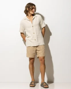 Shorts & Bottoms|Linen Blend*Rhythm Jacquard Linen Jam Shorts Sand