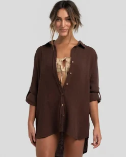 Beach Covers & Overswim*Topanga James Beach Cover Dark Choc