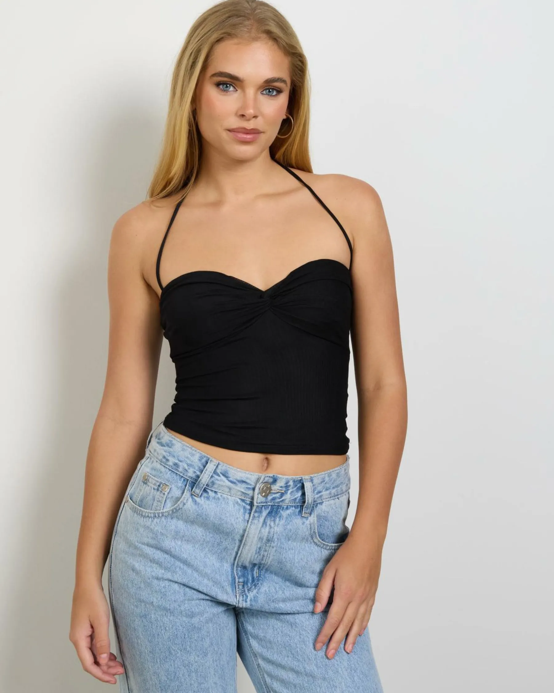 Tops*Ava And Ever James Mesh Halter Top Black
