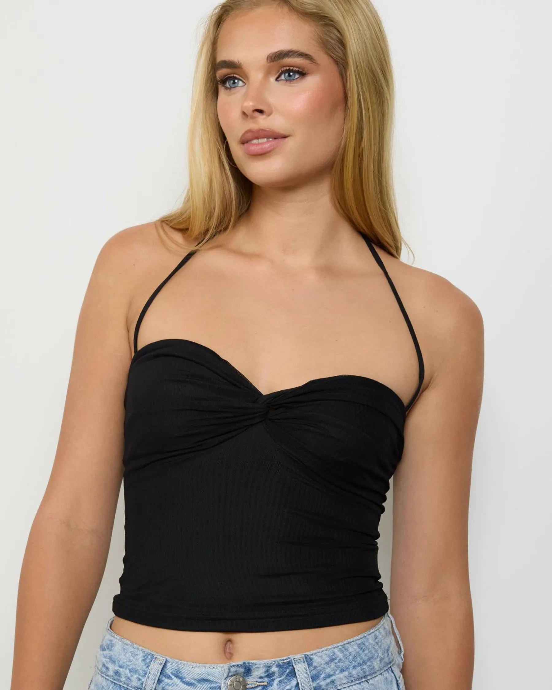 Tops*Ava And Ever James Mesh Halter Top Black