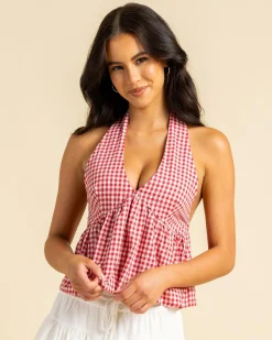Tops*Gigi & Ella Jaycee Halter Top Red