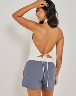 Linen Blend|Tops*Mint Vanilla Jayda Halter Top White