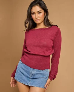 Tops*Gigi & Ella Jayleen Knit Top Burgundy