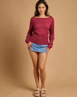 Tops*Gigi & Ella Jayleen Knit Top Burgundy