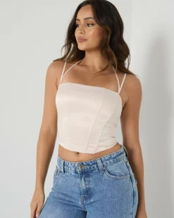 Tops*Ava And Ever Jess Satin Corset Top Champagne