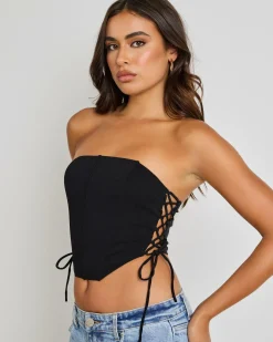 Tops*Ava And Ever Jessie Lace Up Corset Top Black