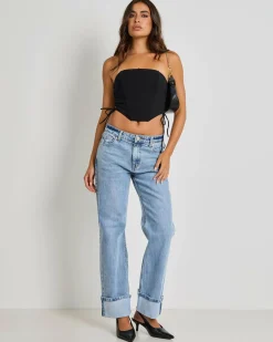Tops*Ava And Ever Jessie Lace Up Corset Top Black