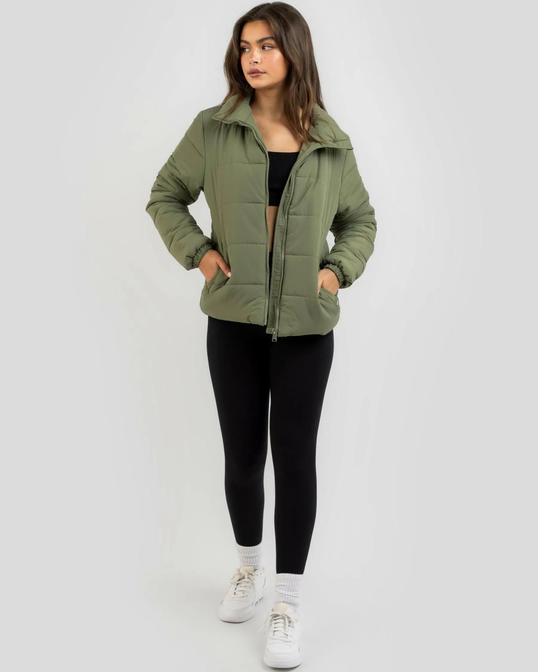 Jackets & Coats*Ava And Ever Jezebel Puffer Jacket Olive