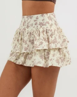 Bottoms*Mooloola Joanie Skirt Brown Floral