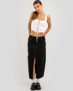 Tops*Ava And Ever Joey Lace Up Corset Top White