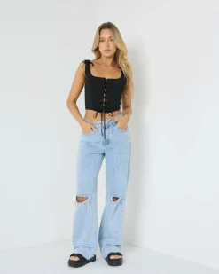 Tops*Ava And Ever Joey Lace Up Corset Top Black