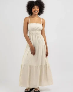 Linen Blend|Dresses*Mooloola Josephine Maxi Dress Salt & Pepper