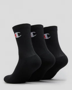 Socks & Accesories*Champion Junior Boys' Medium Sport C Logo Crew Socks 3 Pack Black