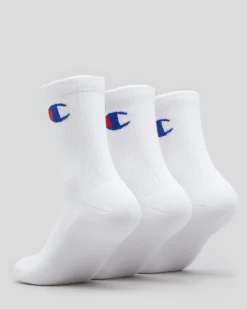 Socks & Accesories*Champion Junior Boys' Medium Sport C Logo Crew Socks 3 Pack White