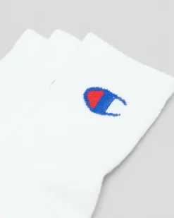 Socks & Accesories*Champion Junior Boys' Medium Sport C Logo Crew Socks 3 Pack White