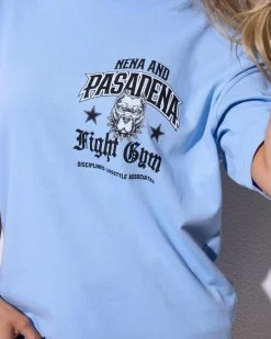 Tops*Nena & Pasadena Junk Yard Box Fit T-Shirt Blue Bell