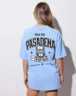 Tops*Nena & Pasadena Junk Yard Box Fit T-Shirt Blue Bell