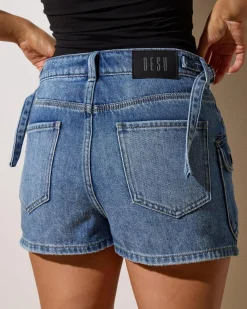 Denim|Bottoms*DESU Juno Cargo Denim Skort Blasted Dark Blue