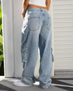 Denim|Bottoms*DESU Juno Cargo Jeans Blasted Light Blue