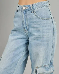 Denim|Bottoms*DESU Juno Cargo Jeans Blasted Light Blue