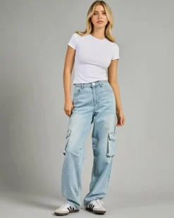 Denim|Bottoms*DESU Juno Cargo Jeans Blasted Light Blue