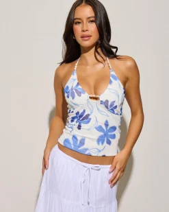 Tops*Mooloola Juno Halter Top Blue