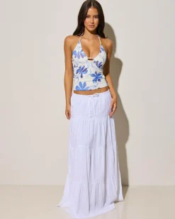 Tops*Mooloola Juno Halter Top Blue