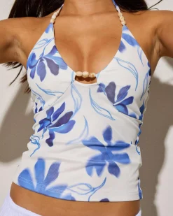 Tops*Mooloola Juno Halter Top Blue
