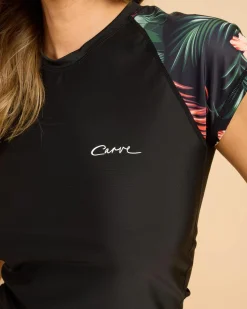 Rash Vests*Carve Kaia Cap Sleeve Rash Vest Black/floral