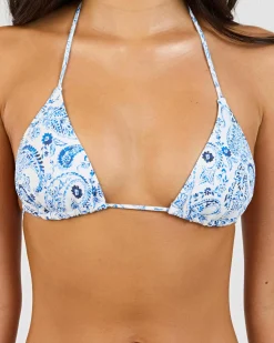 Bikinis*Kaiami Karlie Triangle Bikini Top White/blue