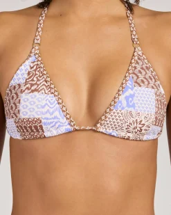 Bikinis*Topanga Kass Ring Triangle Bikini Top Choc/blue