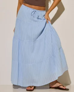Bottoms*Mooloola Keeley Maxi Skirt Baby Blue