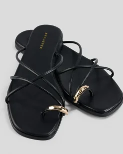 Sandals*Ava And Ever Kelsey Slide Sandals Black