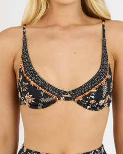 Bikinis*Roxy Kerala Underwire Elongated Bikini Top Anthracite Kerala Border