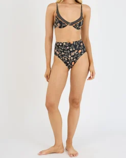 Bikinis*Roxy Kerala Underwire Elongated Bikini Top Anthracite Kerala Border