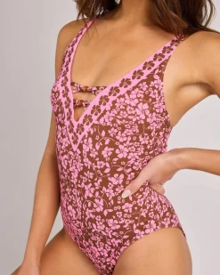One Pieces*Roxy Kerlina One Piece Swimsuit Tiramisu Kerlina Border