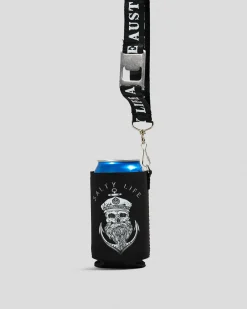 Gifts & Novelty|Bottles & Lunch Boxes*Salty Life Keystone Lanyard Stubby Cooler Black
