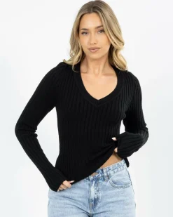 Knitwear|Jumpers & Hoodies*Ava And Ever Khloe Long Sleeve Knit Top Black