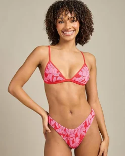 Bikinis*Roxy Khloe Mini Fixed Triangle Bikini Top Tomato Klaeido