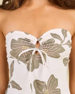 Sale Kia Floral Tie Front One-Piece Swimsuit Women One Pieces