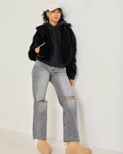 Jackets & Coats*Ava And Ever Kick On Faux Fur Jacket Black